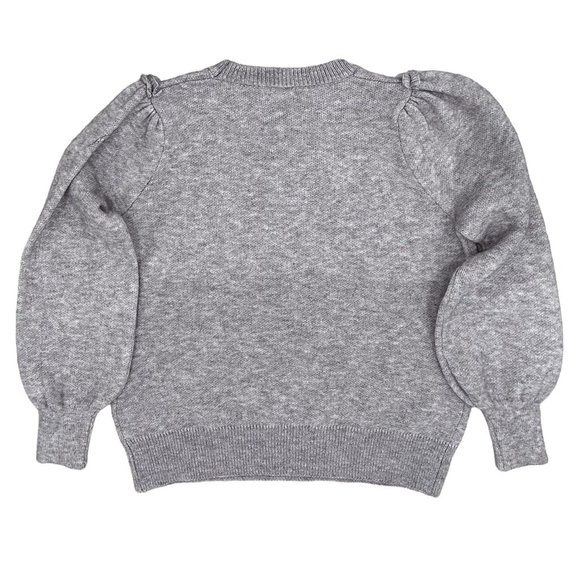 Anna Kay Wool-Blend Crewneck Ruffle Balloon Sleeve Sweater in Grey Women’s Sz M - Picture 7 of 15